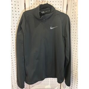 Nike Dri Fit‎ Black Long Sleeve Quarter Zip Athletic Pullover Top Mens L